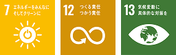 7エネルギーをみんなにそしてクリーンに 12つくる責任つかう責任 13気候変動に具体的な対策を